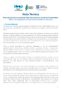 Nota técnica: Risco de glaucoma e perda de visão a
